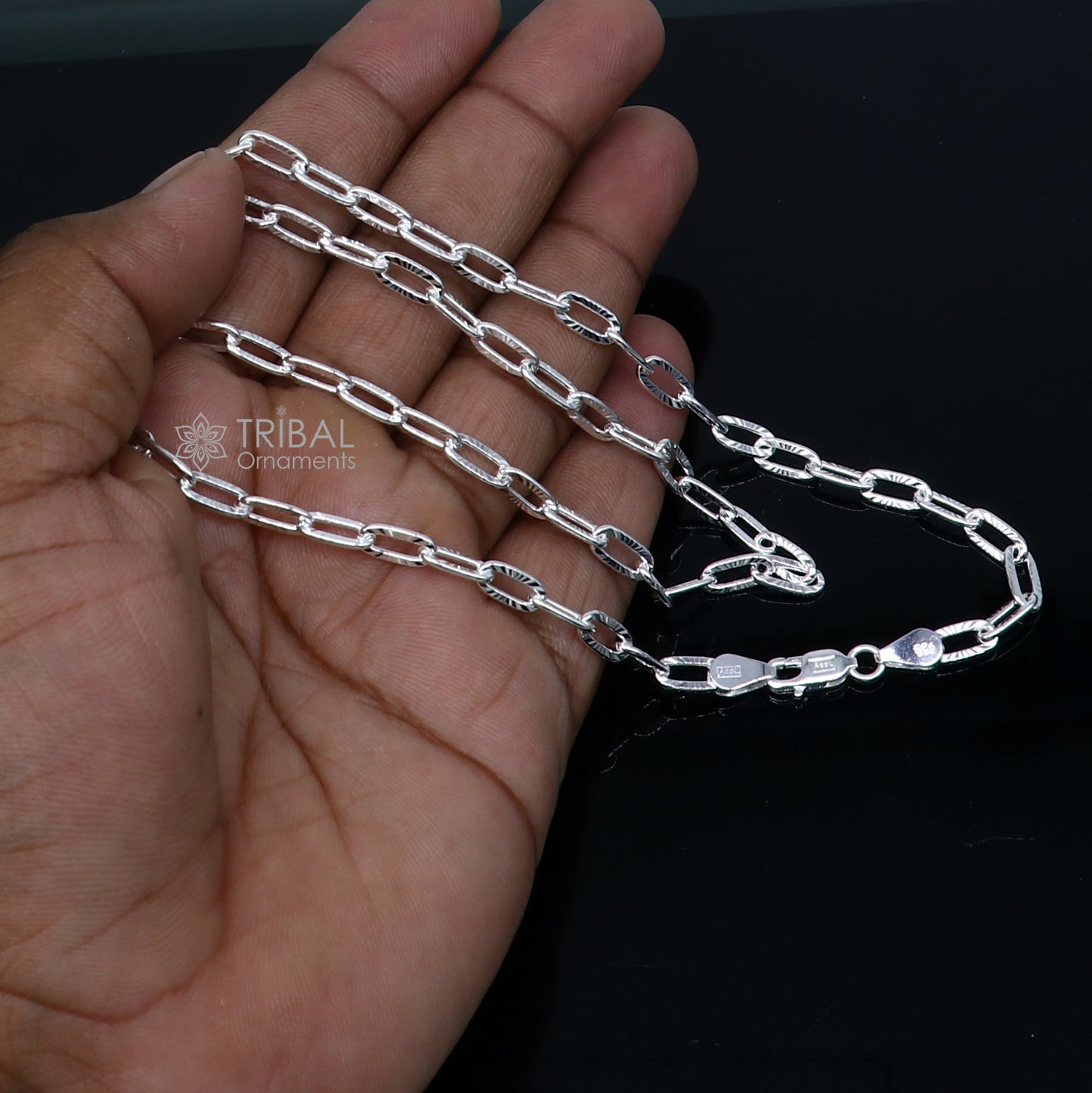20" 4mm 925 Sterling silver handmade Rolo cable chain unisex gifting necklace jewelry ch602 - TRIBAL ORNAMENTS