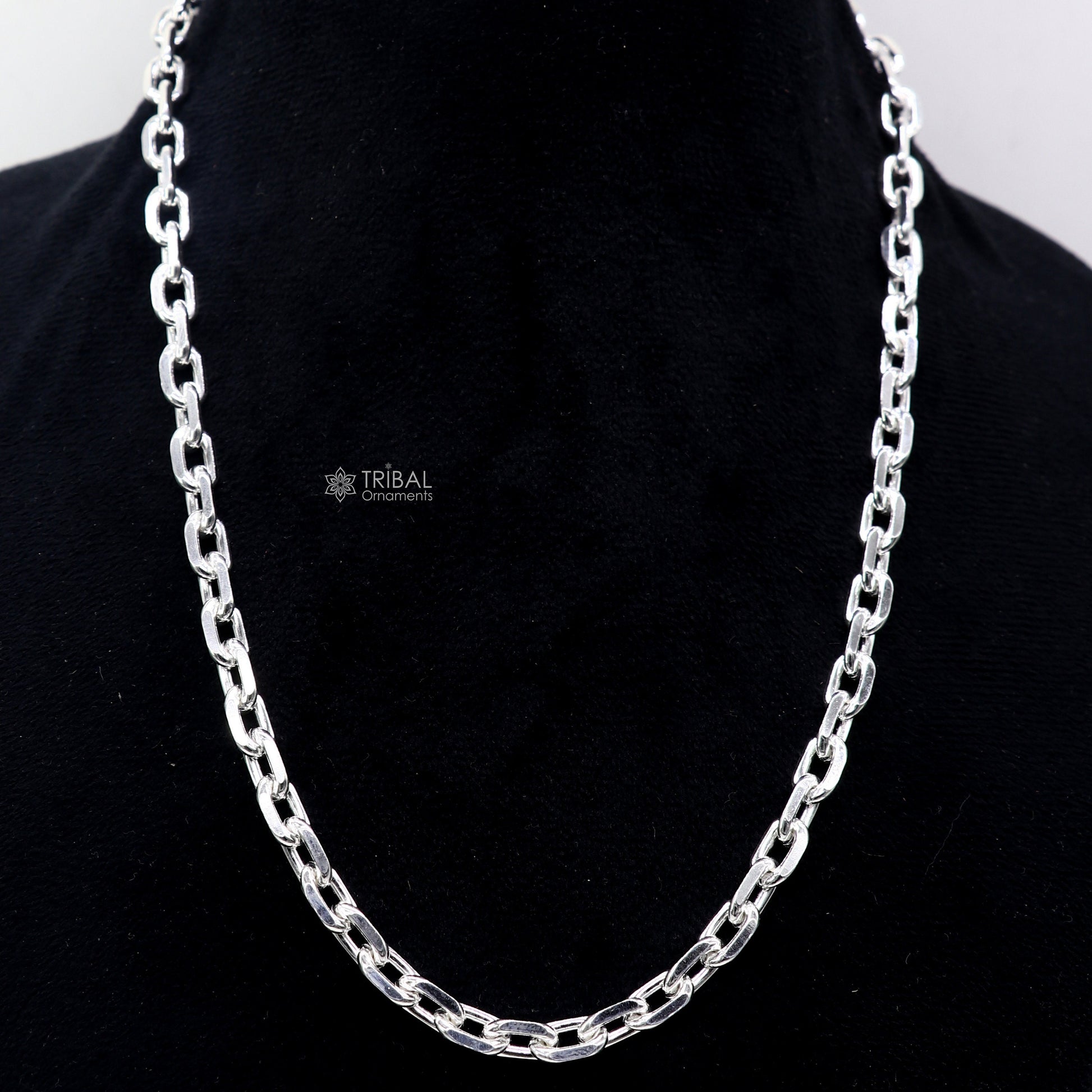 20" heavy 925 Sterling silver handmade fabulous square link rolo chain unisex necklace jewelry from india ch596 - TRIBAL ORNAMENTS