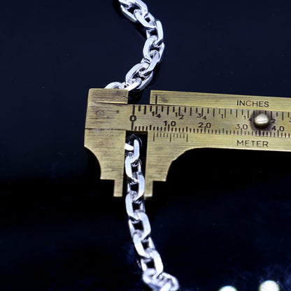 20-inch heavy sterling silver square link rolo chain necklace by TRIBAL ORNAMENTS, unisex jewelry with bold, polished links.
