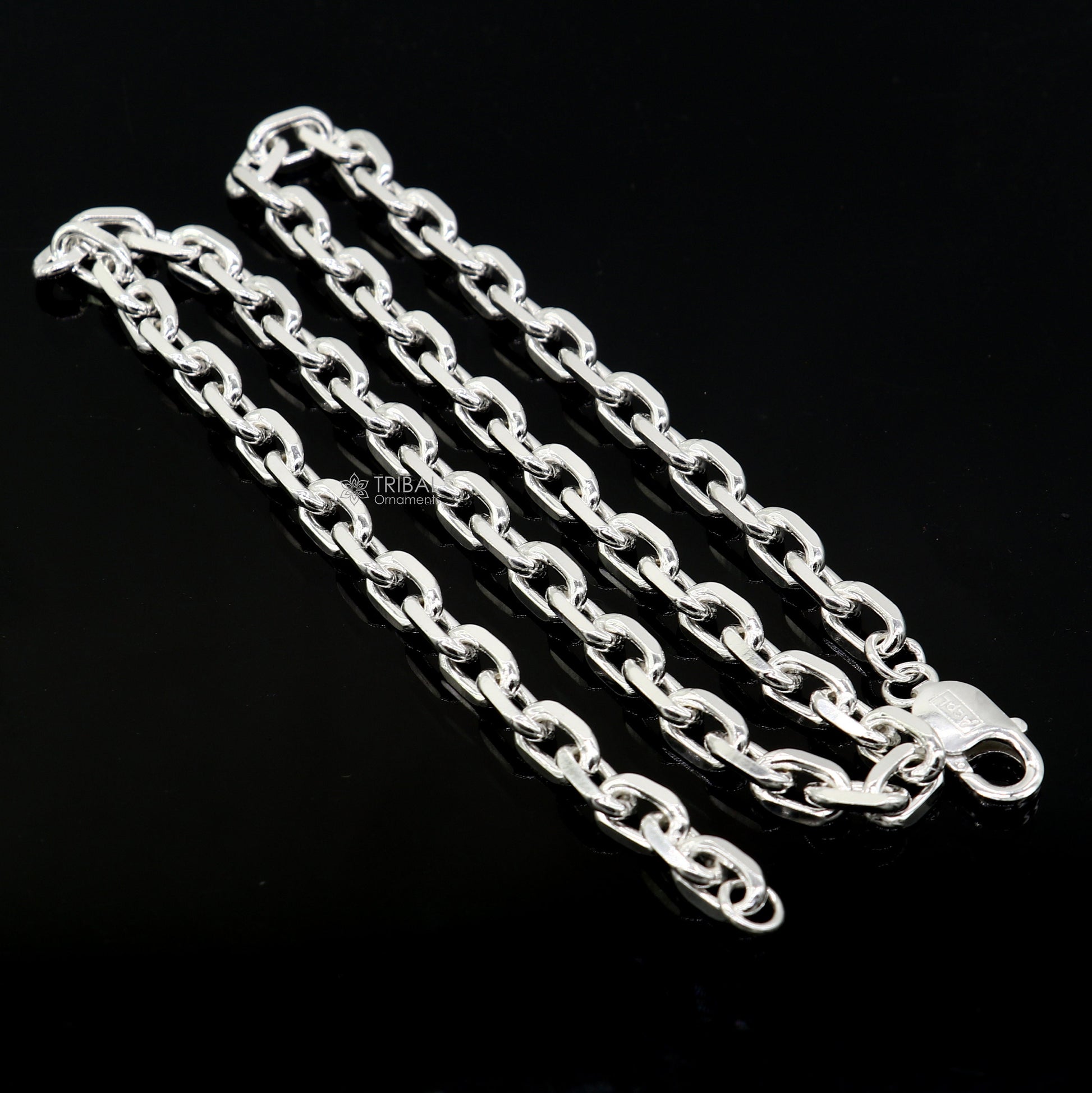 20" heavy 925 Sterling silver handmade fabulous square link rolo chain unisex necklace jewelry from india ch596 - TRIBAL ORNAMENTS