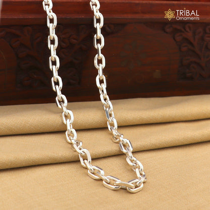 20-inch heavy 925 sterling silver square link rolo chain necklace by Tribal Ornaments, unisex jewelry with bold, square-shaped links.