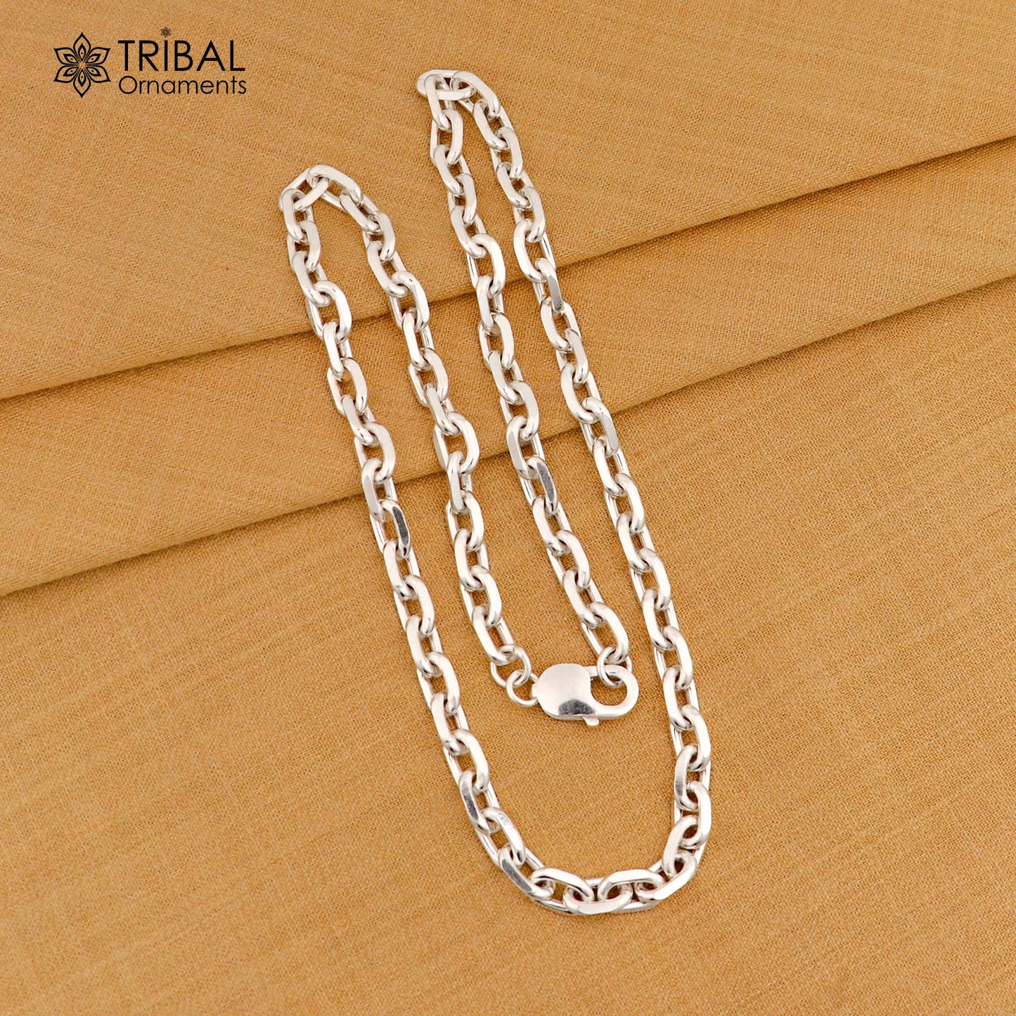20" heavy 925 Sterling silver square link rolo chain unisex necklace jewelry ch596 - TRIBAL ORNAMENTS