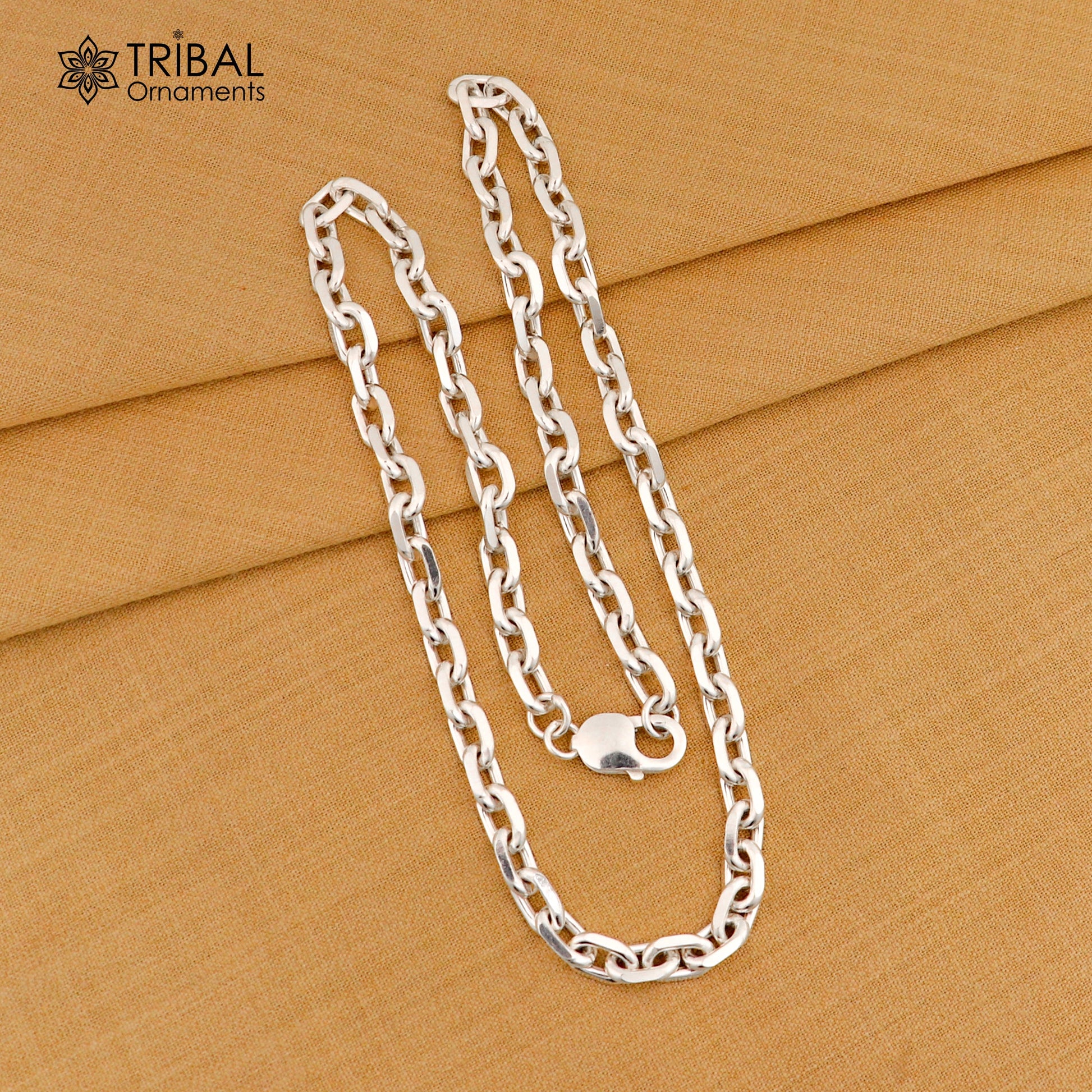20" heavy 925 Sterling silver square link rolo chain unisex necklace jewelry ch596 - TRIBAL ORNAMENTS