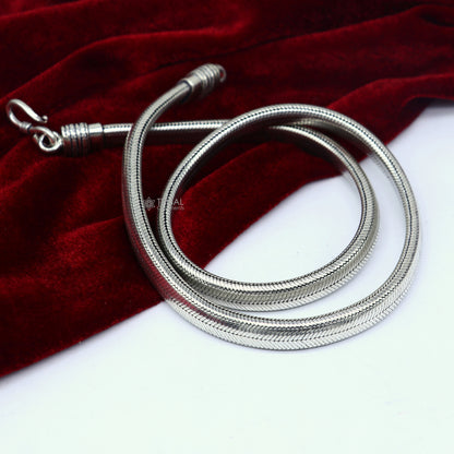 20-inch TRIBAL ORNAMENTS solid half round D-shape snake chain necklace, 9mm heavy vintage jewelry for luxury gifting