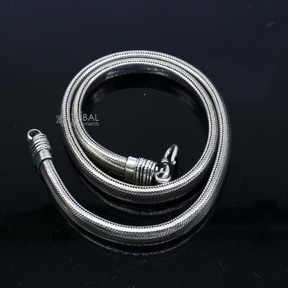 20-inch TRIBAL ORNAMENTS solid half-round D-shape snake chain necklace, 9mm heavy luxury jewelry with vintage design.