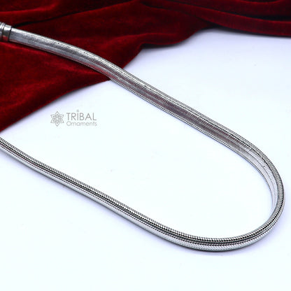 20-inch solid half-round D-shape snake chain necklace by TRIBAL ORNAMENTS, heavy 9mm vintage jewelry with luxurious design.