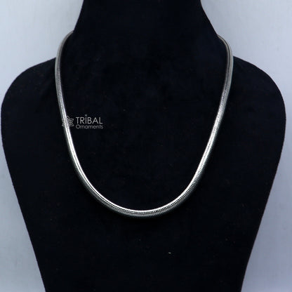 20-inch solid half-round D-shape snake chain necklace by Tribal Ornaments, 9mm heavy vintage jewelry with luxurious design