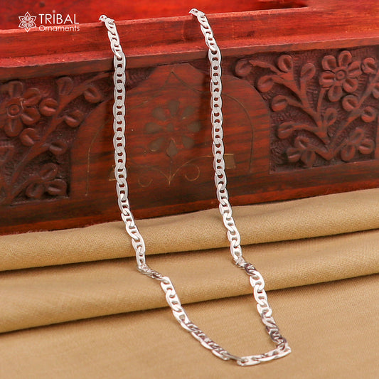 24" 4MM 925 sterling silver handmade solid fancy stylish silver chain necklace Nawabi chain best gifting jewelry from India ch241 - TRIBAL ORNAMENTS
