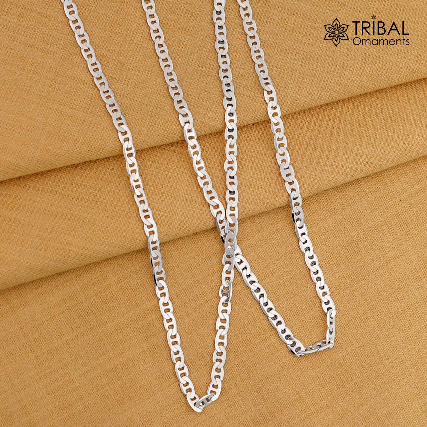24" 4MM 925 sterling silver handmade solid fancy stylish silver chain necklace Nawabi chain best gifting jewelry from India ch241 - TRIBAL ORNAMENTS