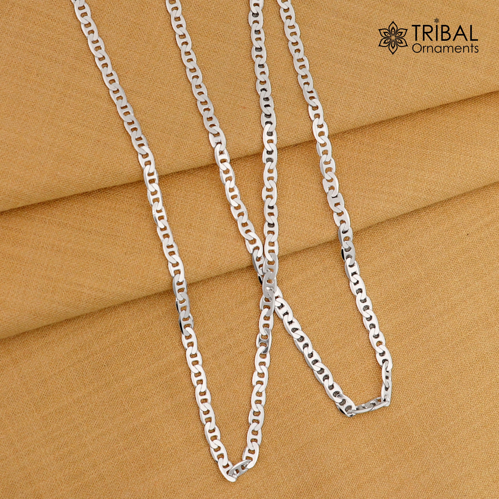 24" 4MM 925 sterling silver handmade solid fancy stylish silver chain necklace Nawabi chain best gifting jewelry from India ch241 - TRIBAL ORNAMENTS