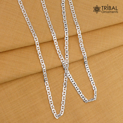 24-inch 4mm sterling silver Nawabi chain by Tribal Ornaments, stylish handmade men's necklace with intricate design, ideal for gifting.