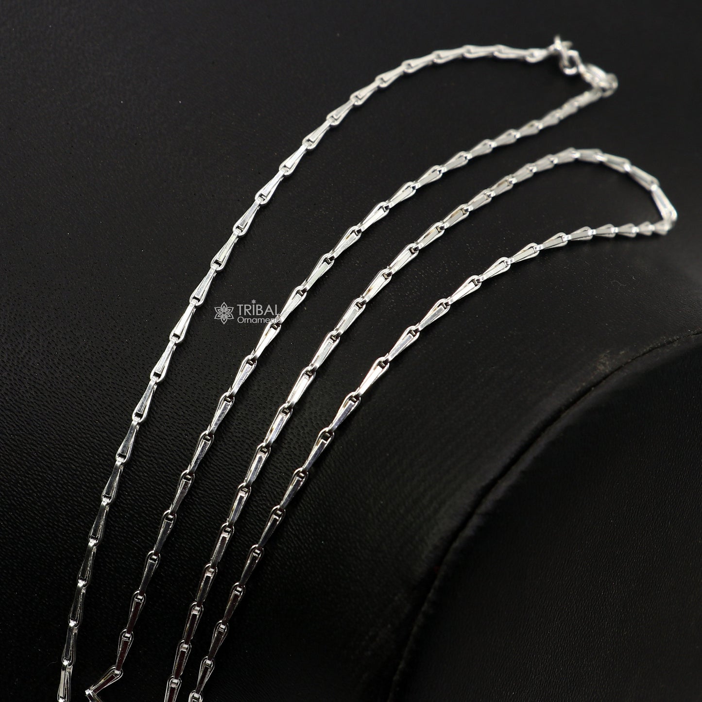 24 inches 1.5mm handmade unique chain 925 sterling silver chain, plain bright silver trendy style boy's girls chain ch595 - TRIBAL ORNAMENTS