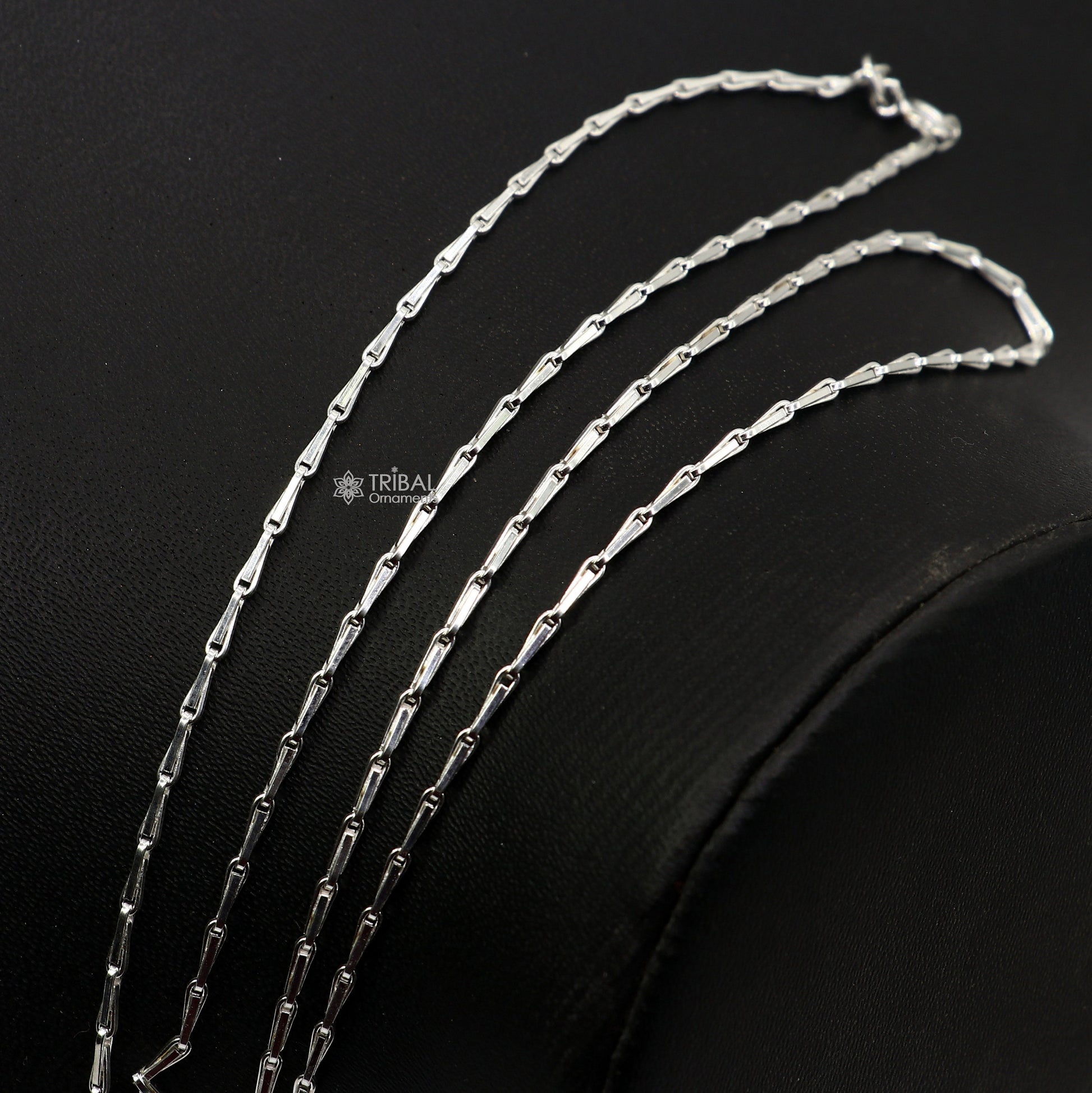 24 inches 1.5mm handmade unique chain 925 sterling silver chain, plain bright silver trendy style boy's girls chain ch595 - TRIBAL ORNAMENTS