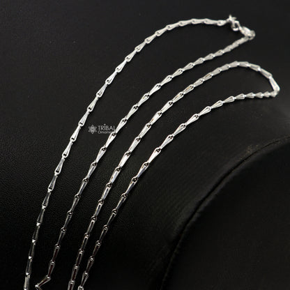 925 sterling silver chain, 1.5mm thick, bright silver finish, trendy style for boys and girls, handmade tribal ornaments chain.