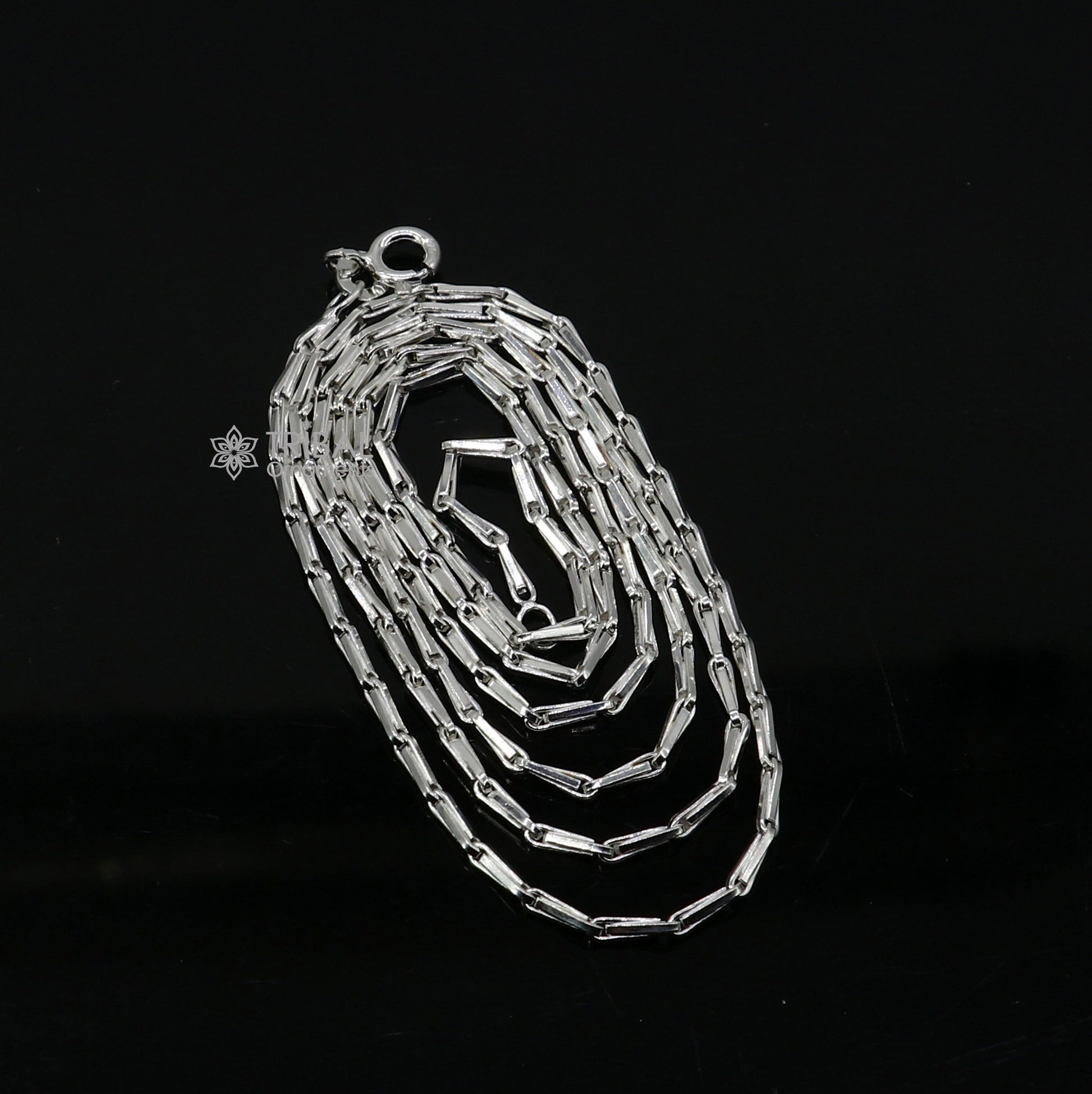 24 inches 1.5mm handmade unique chain 925 sterling silver chain, plain bright silver trendy style boy's girls chain ch595 - TRIBAL ORNAMENTS