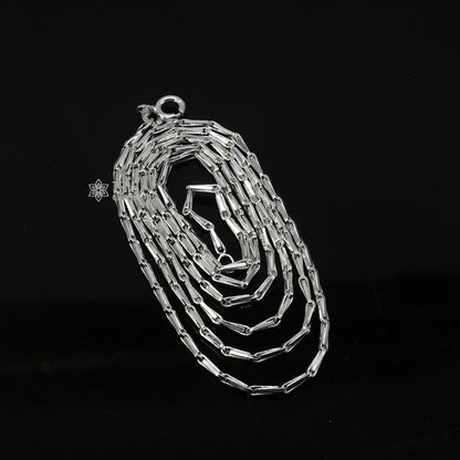 Bright 1.5mm 925 sterling silver chain with a trendy plain style, suitable for boys and girls, 24 inches long.