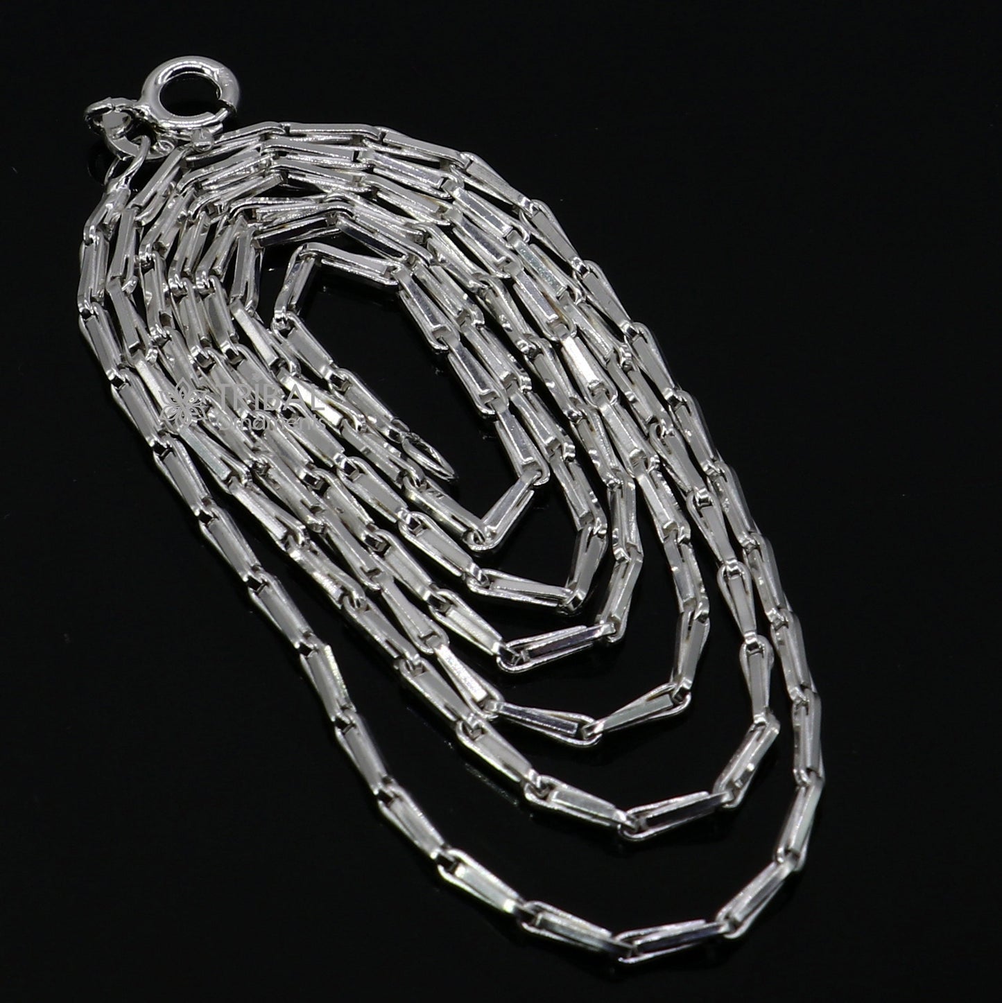 24 inches 1.5mm handmade unique chain 925 sterling silver chain, plain bright silver trendy style boy's girls chain ch595 - TRIBAL ORNAMENTS