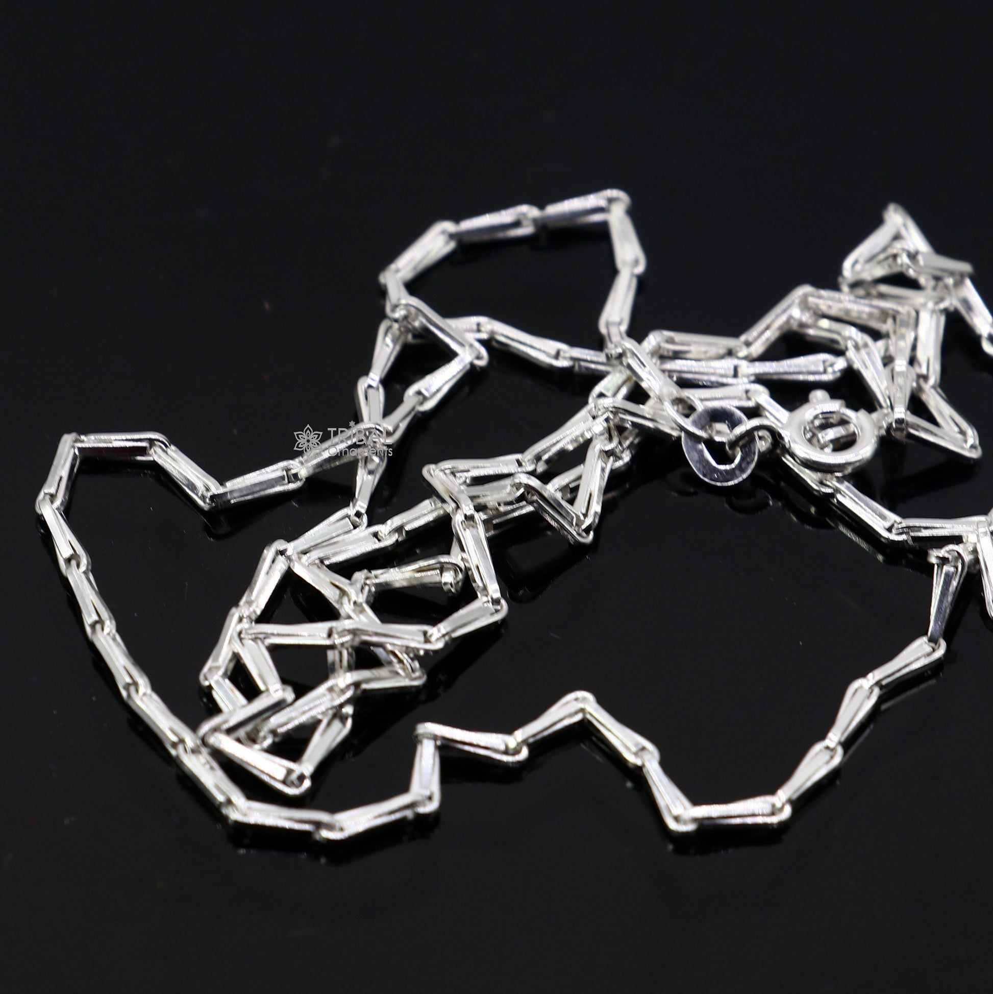 24 inches 1.5mm handmade unique chain 925 sterling silver chain, plain bright silver trendy style boy's girls chain ch595 - TRIBAL ORNAMENTS