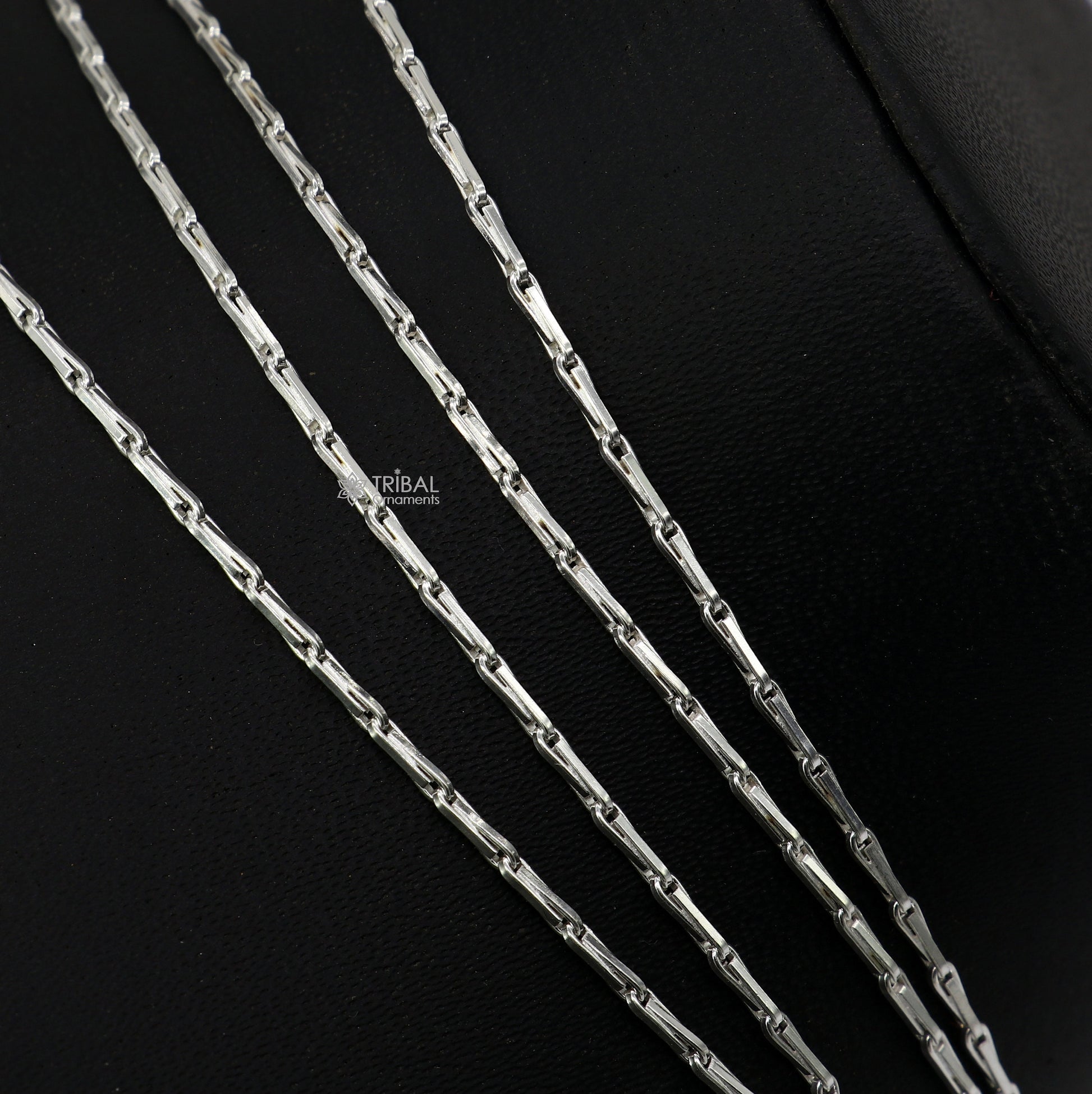 24 inches 1.5mm handmade unique chain 925 sterling silver chain, plain bright silver trendy style boy's girls chain ch595 - TRIBAL ORNAMENTS