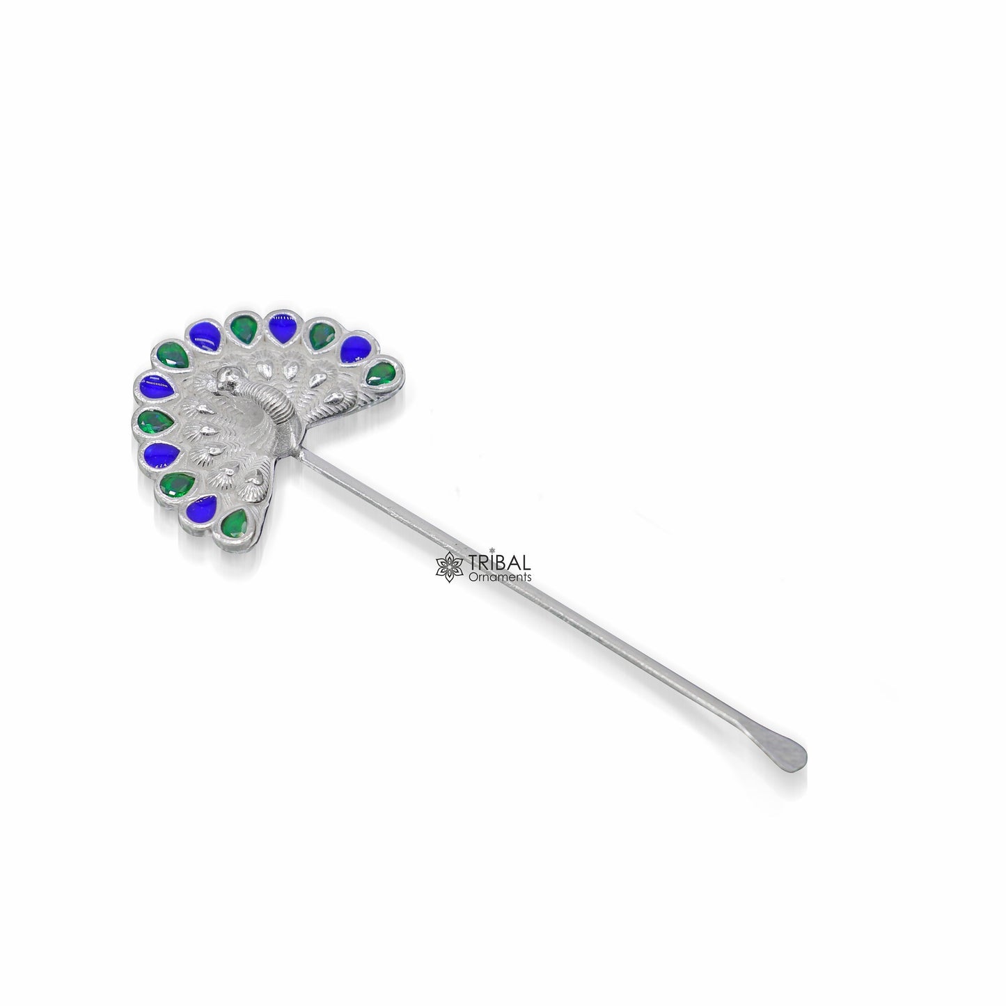 3.2" inches handmade 925 sterling silver peacock design eyeliner stick, kajal stick, surma stick, brides vintage style gift su1290 - TRIBAL ORNAMENTS