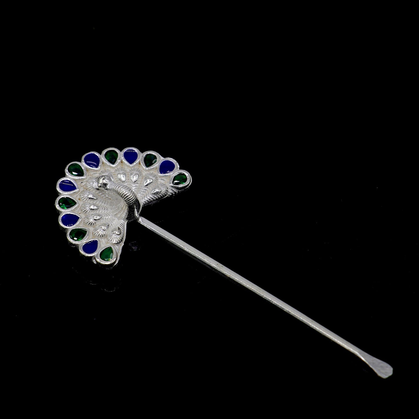 3.2" inches handmade 925 sterling silver peacock design eyeliner stick, kajal stick, surma stick, brides vintage style gift su1290 - TRIBAL ORNAMENTS