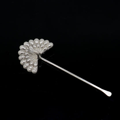 Handmade 3.2-inch sterling silver peacock design Mor Pankhi kajal stick, ideal Lord Krishna Laddu Gopal gift by TRIBAL ORNAMENTS