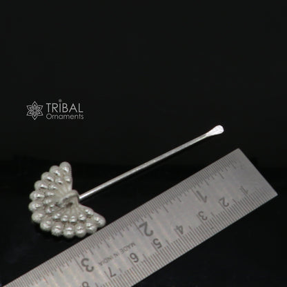Handmade 3.2-inch sterling silver peacock design Mor Pankhi kajal stick, ideal Lord Krishna Laddu Gopal gift by TRIBAL ORNAMENTS