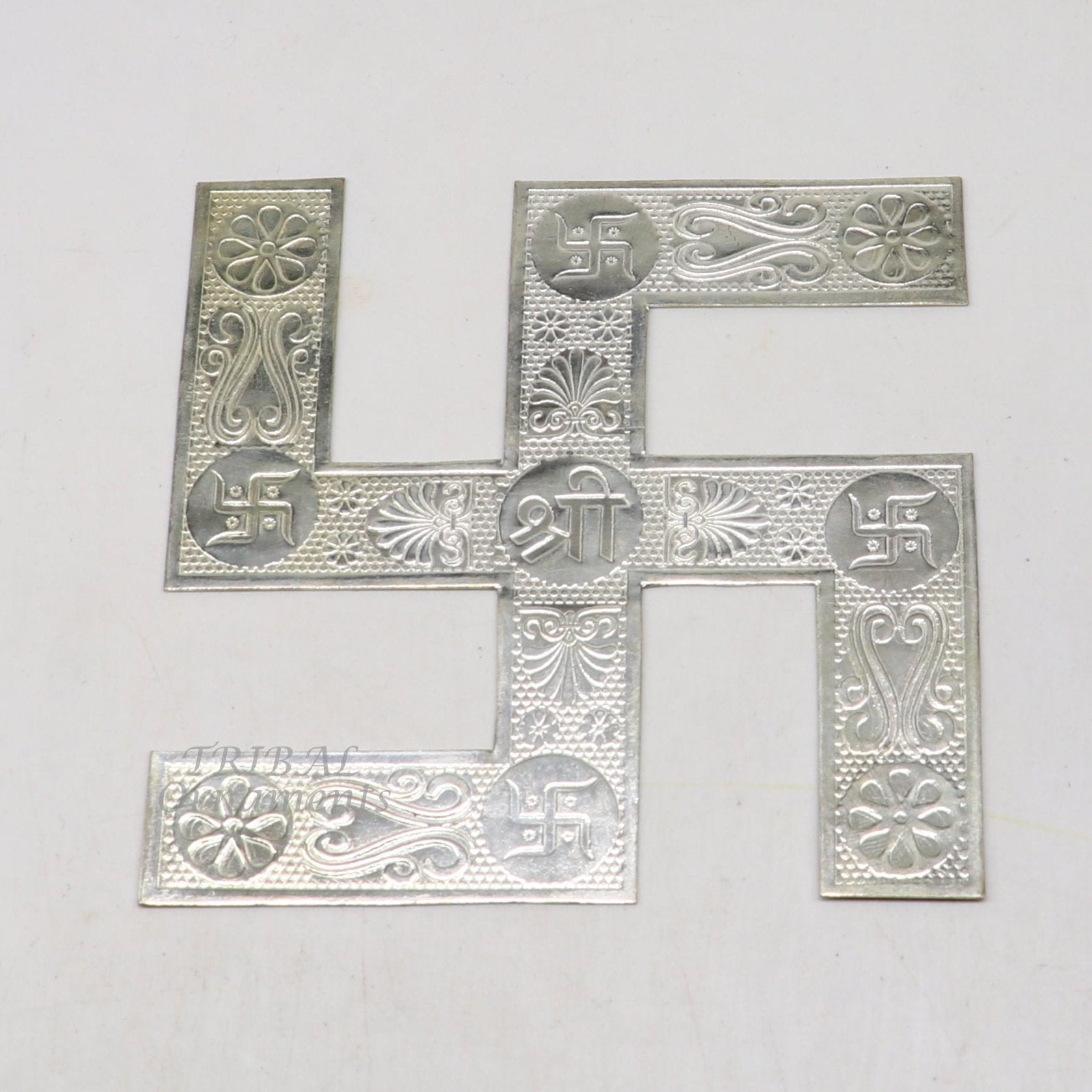4x4 inches 925 sterling silver handmade swastika amazing divine holy swastik for your home and temple su892 - TRIBAL ORNAMENTS