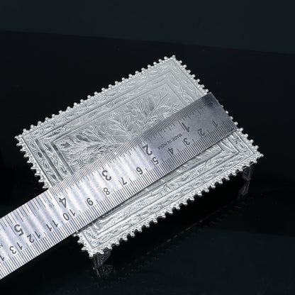 3.5"x4" Vintage design Sterling silver handmade customize small rectangle shape table/bazot/chouki, excellent home puja utensils  su1302 - TRIBAL ORNAMENTS