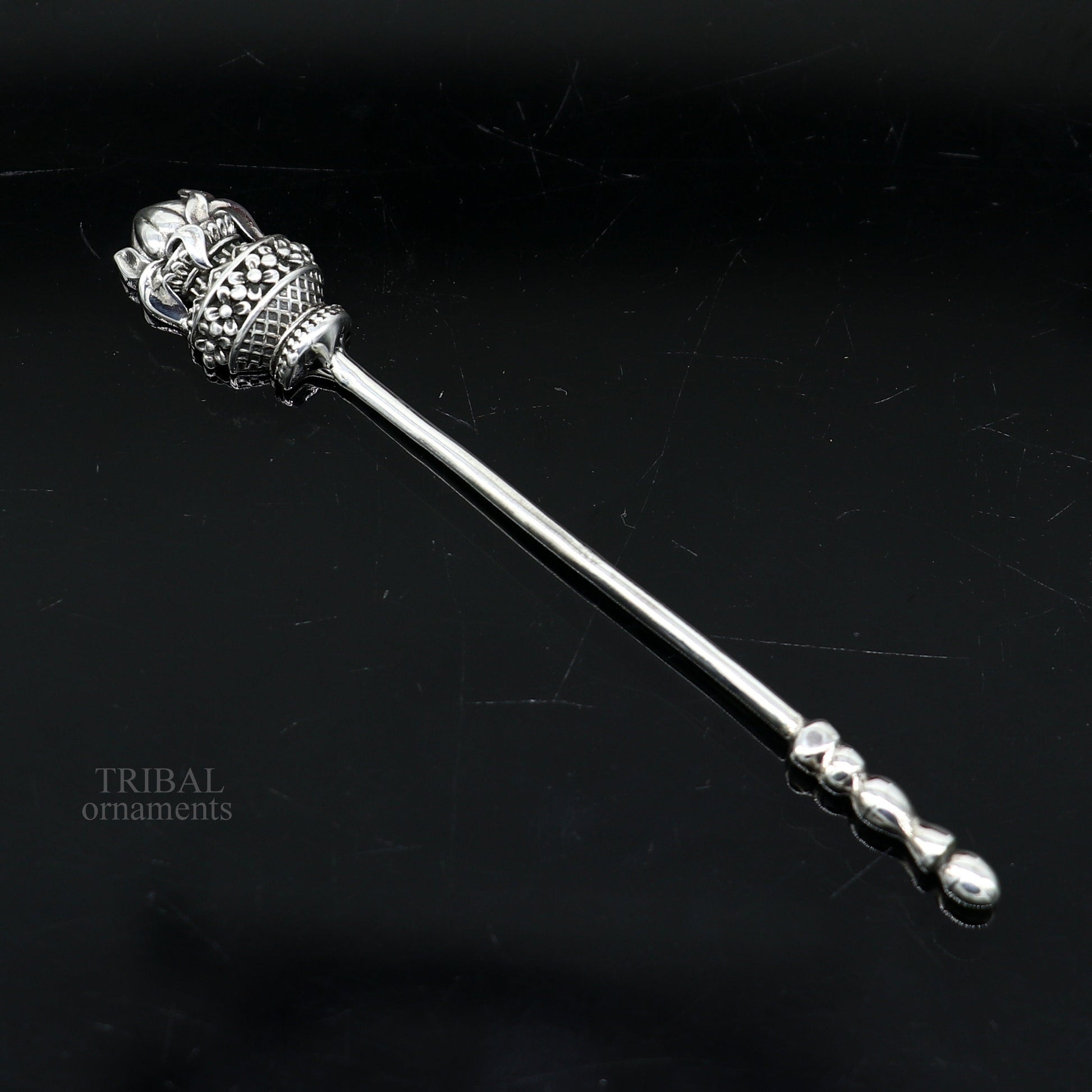 3" inches long handmade solid 925 sterling silver kumkum sticks, eyeliner stick, kajal stick, surma stick, brides vintage style gift su656 - TRIBAL ORNAMENTS