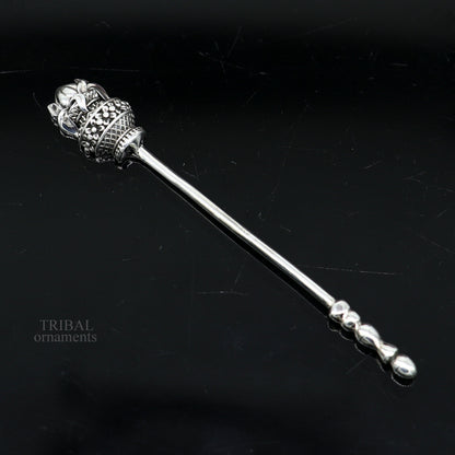3" inches long handmade solid 925 sterling silver kumkum sticks, eyeliner stick, kajal stick, surma stick, brides vintage style gift su656 - TRIBAL ORNAMENTS