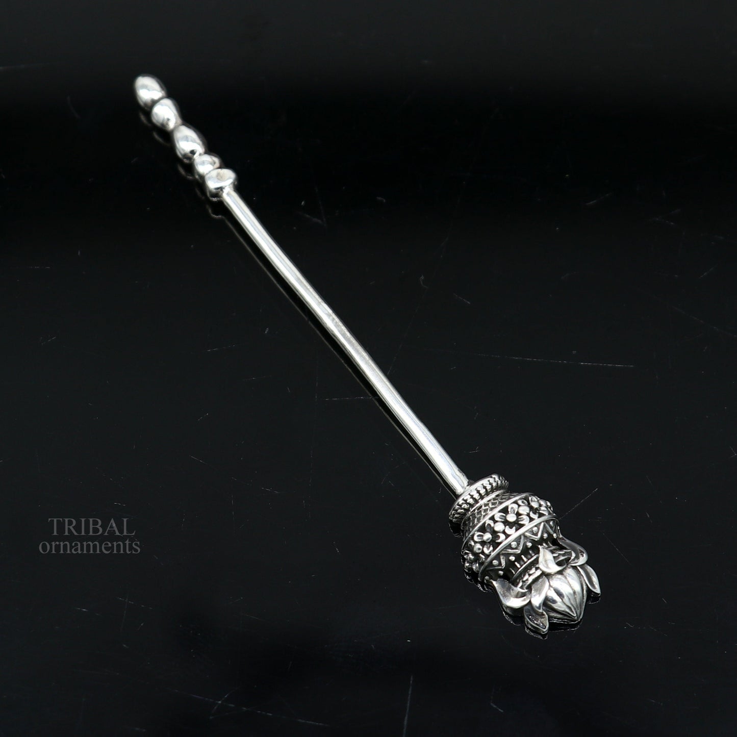 3" inches long handmade solid 925 sterling silver kumkum sticks, eyeliner stick, kajal stick, surma stick, brides vintage style gift su656 - TRIBAL ORNAMENTS