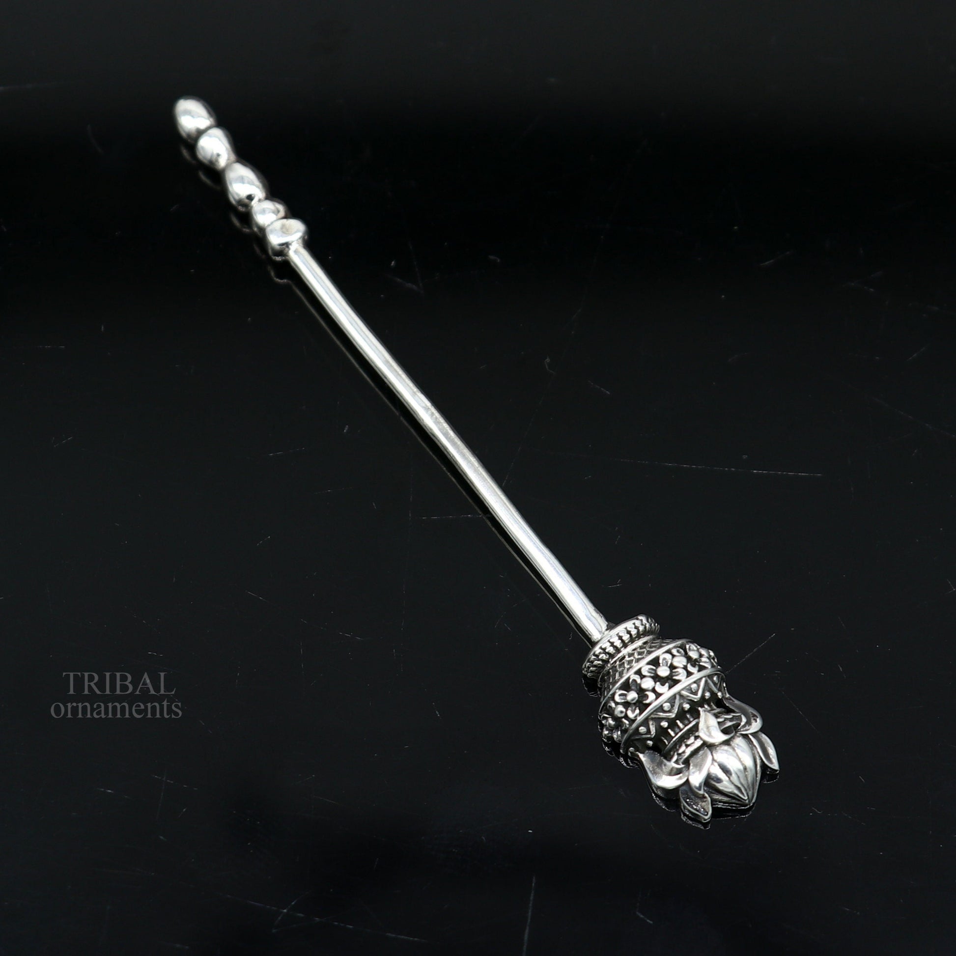 3" inches long handmade solid 925 sterling silver kumkum sticks, eyeliner stick, kajal stick, surma stick, brides vintage style gift su656 - TRIBAL ORNAMENTS