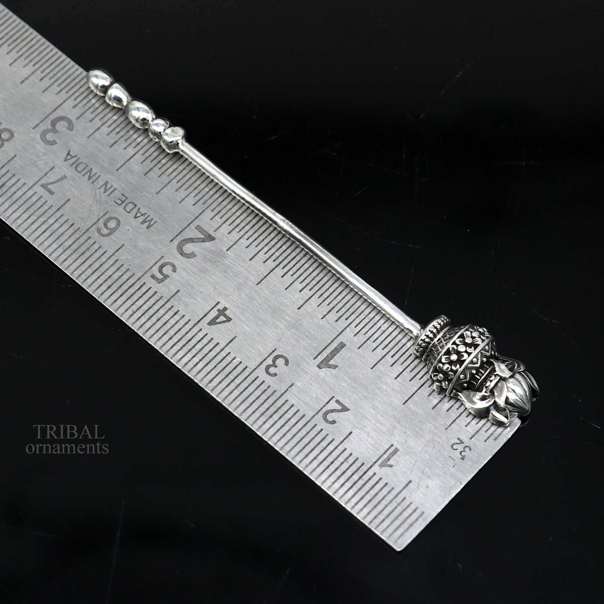 3" inches long handmade solid 925 sterling silver kumkum sticks, eyeliner stick, kajal stick, surma stick, brides vintage style gift su656 - TRIBAL ORNAMENTS