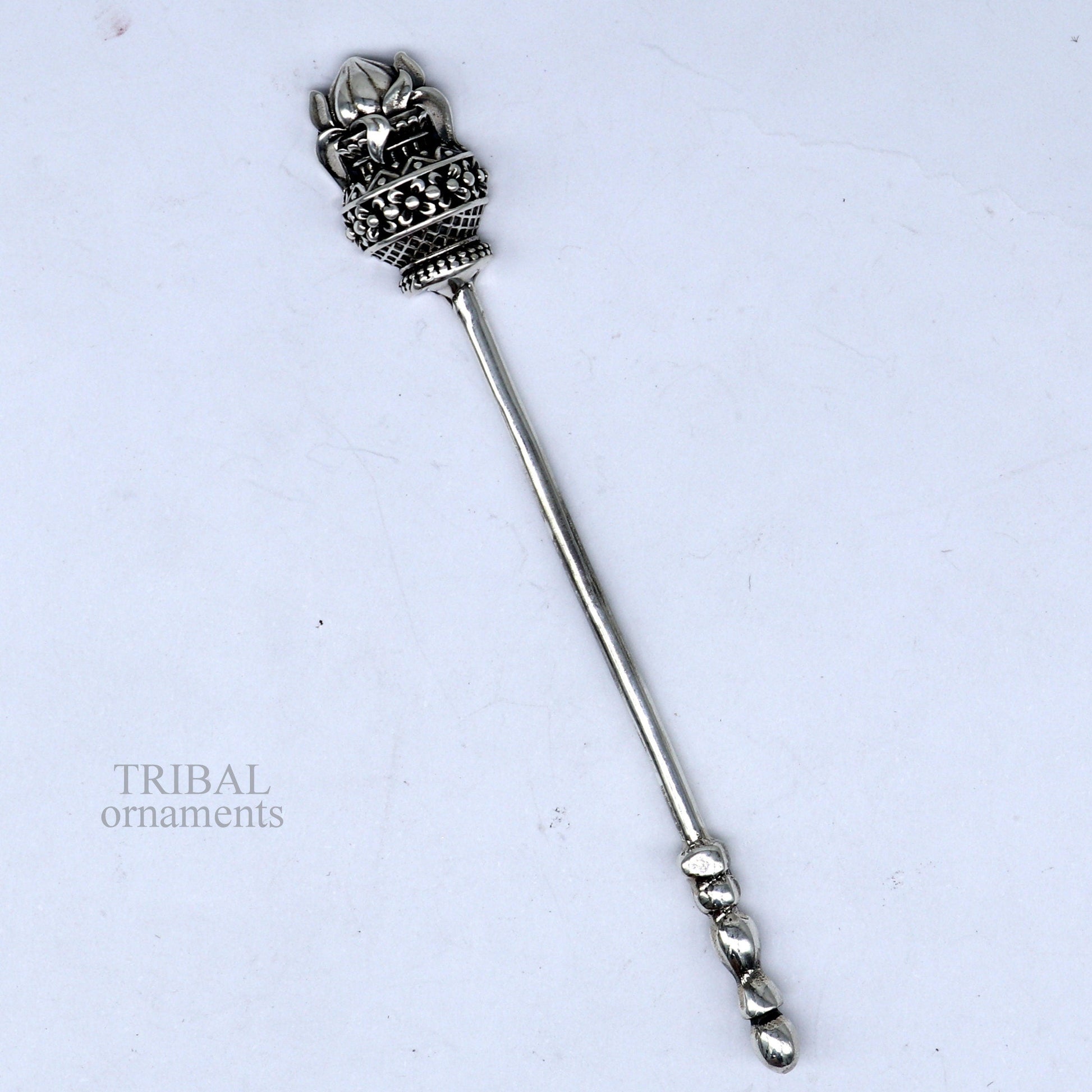 3" inches long handmade solid 925 sterling silver kumkum sticks, eyeliner stick, kajal stick, surma stick, brides vintage style gift su656 - TRIBAL ORNAMENTS