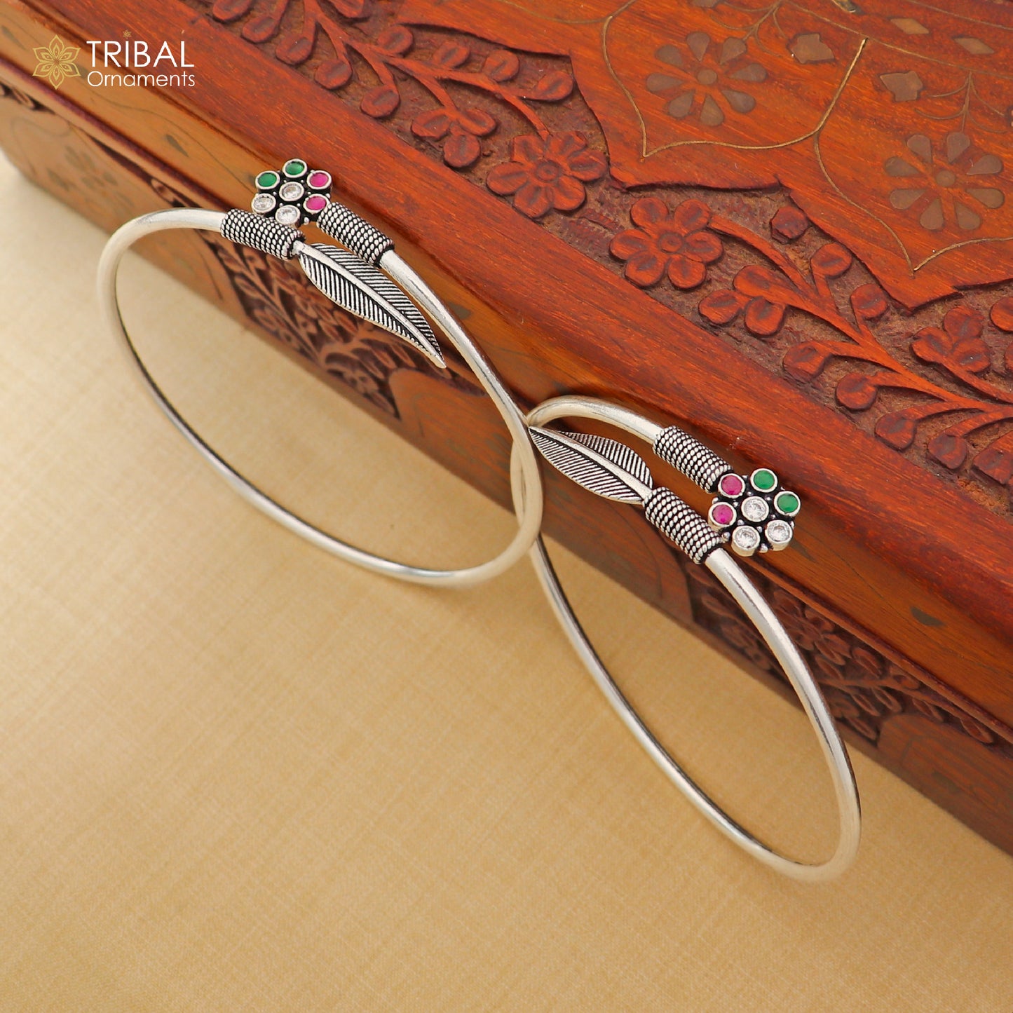 3 mm 925 sterling silver vintage leaf design customized foot ankle kada bracelet jewelry nsfk151 - TRIBAL ORNAMENTS