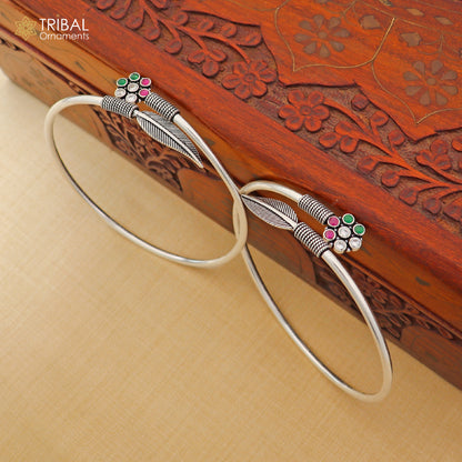 3 mm 925 sterling silver vintage leaf design customized foot ankle kada bracelet jewelry nsfk151 - TRIBAL ORNAMENTS