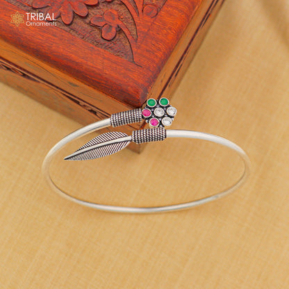 3 mm 925 sterling silver vintage leaf design customized foot ankle kada bracelet jewelry nsfk151 - TRIBAL ORNAMENTS