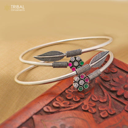 3 mm 925 sterling silver vintage leaf design customized foot ankle kada bracelet jewelry nsfk151 - TRIBAL ORNAMENTS