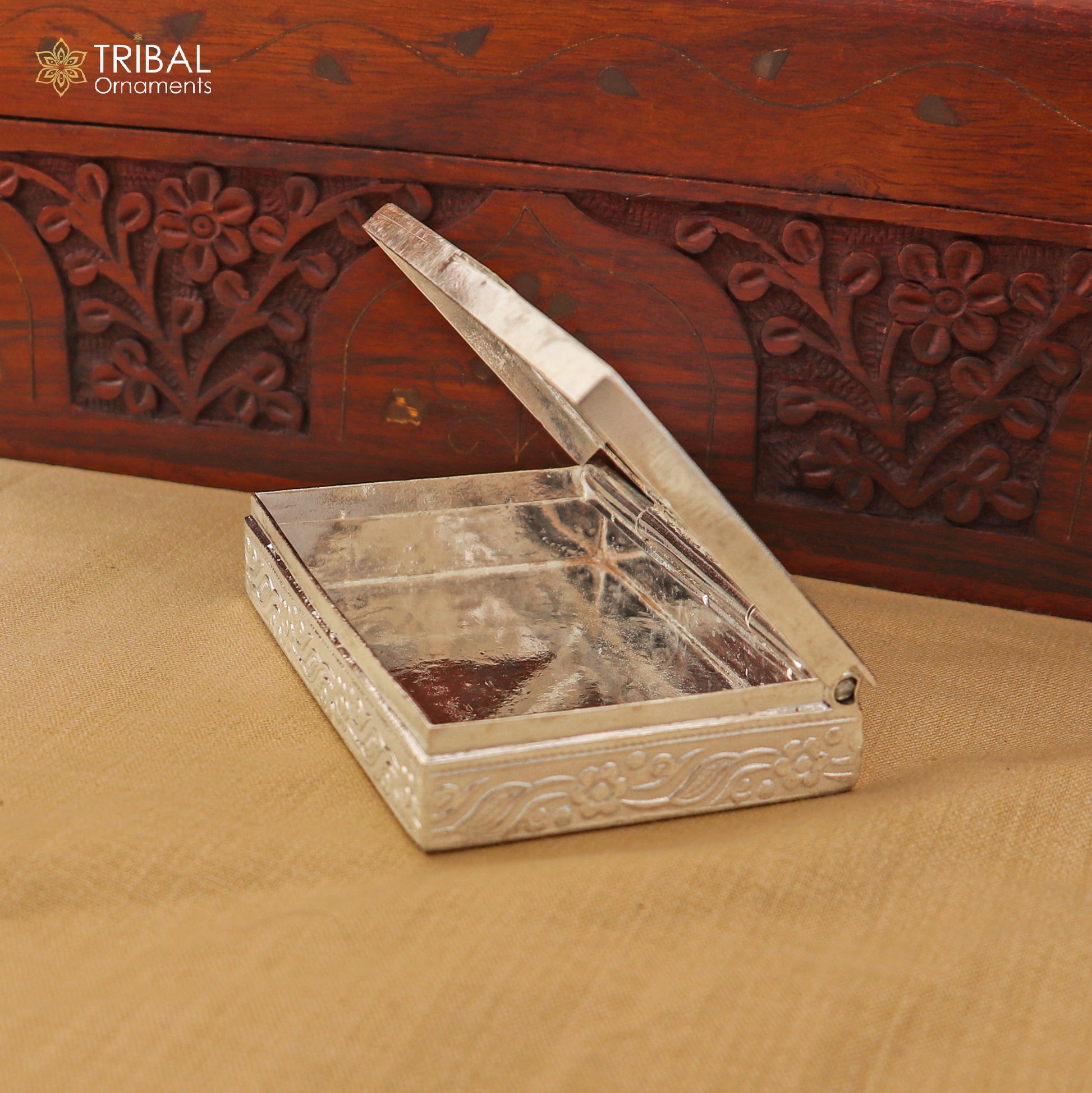 3"X2" 925 sterling silver ashth mangal box trinket box rectangle shape box collection,  stb890 - TRIBAL ORNAMENTS