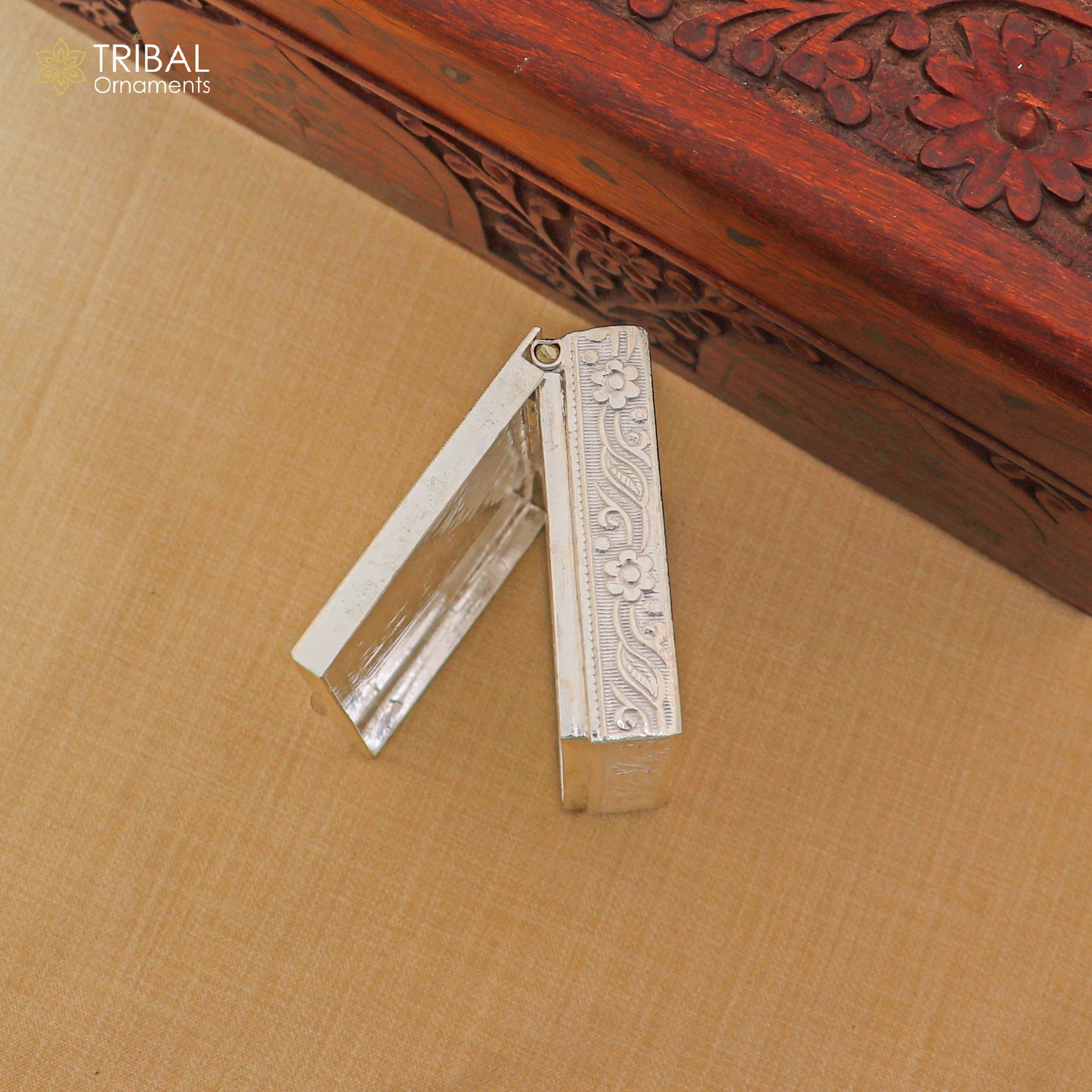 3"X2" 925 sterling silver ashth mangal box trinket box rectangle shape box collection,  stb890 - TRIBAL ORNAMENTS