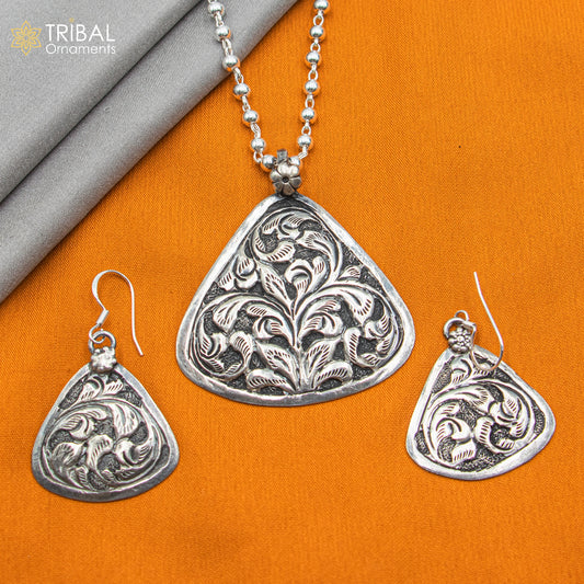 30" 925 sterling silver handmade beaded chain with chitai design long necklace traditional cultural functional pendant necklace jewelry  Set714 - TRIBAL ORNAMENTS