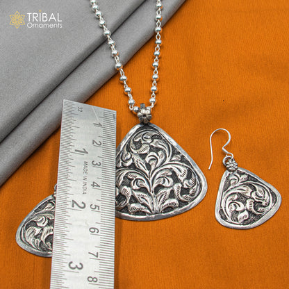 30" 925 sterling silver handmade beaded chain with chitai design long necklace traditional cultural functional pendant necklace jewelry  Set714 - TRIBAL ORNAMENTS