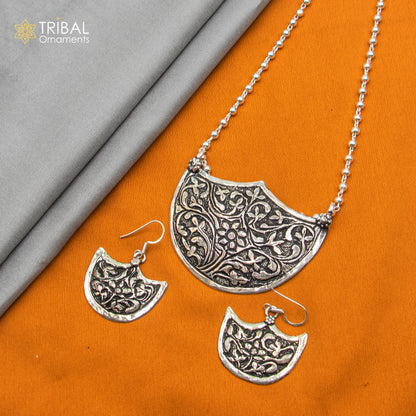 30" 925 sterling silver handmade beaded chain with chitai design long necklace traditional cultural functional pendant necklace jewelry  Set716 - TRIBAL ORNAMENTS
