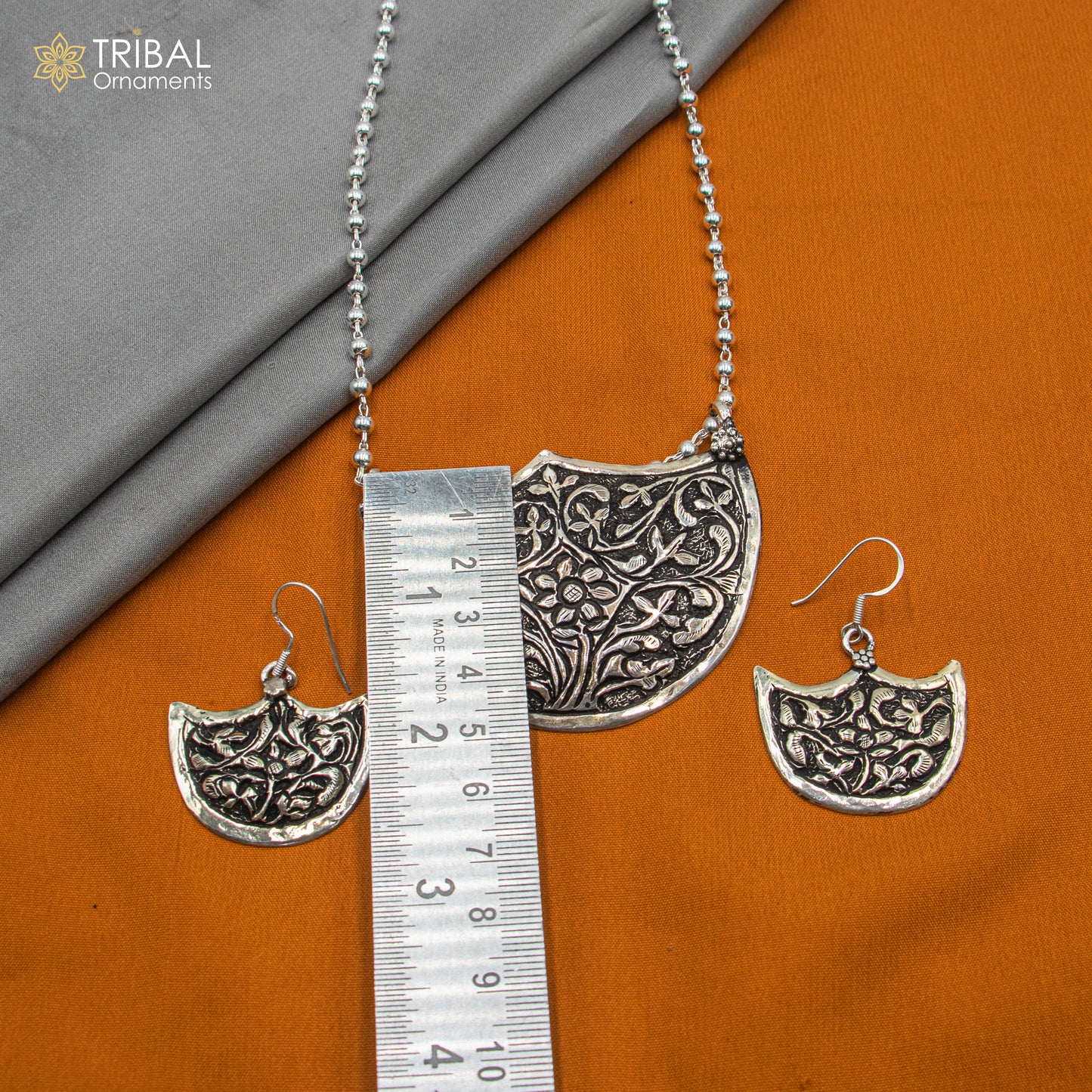 30" 925 sterling silver handmade beaded chain with chitai design long necklace traditional cultural functional pendant necklace jewelry  Set716 - TRIBAL ORNAMENTS