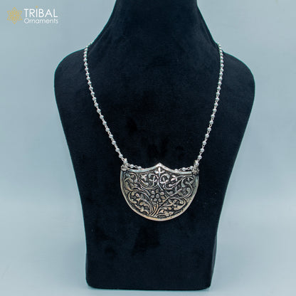 30" 925 sterling silver handmade beaded chain with chitai design long necklace traditional cultural functional pendant necklace jewelry  Set716 - TRIBAL ORNAMENTS