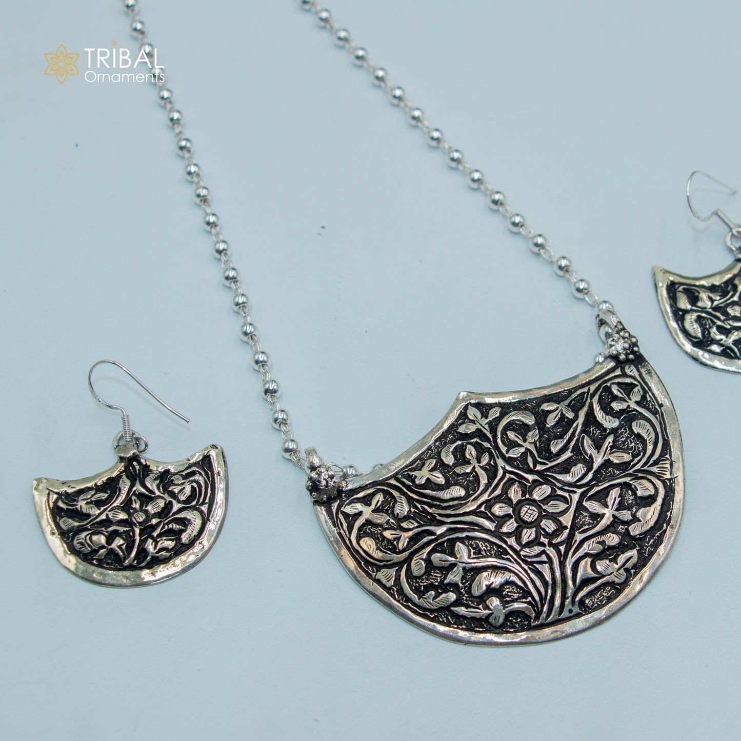 30" 925 sterling silver handmade beaded chain with chitai design long necklace traditional cultural functional pendant necklace jewelry  Set716 - TRIBAL ORNAMENTS