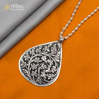 30" 925 sterling silver handmade beaded chain with chitai design long necklace traditional cultural functional pendant necklace jewelry  Set718 - TRIBAL ORNAMENTS