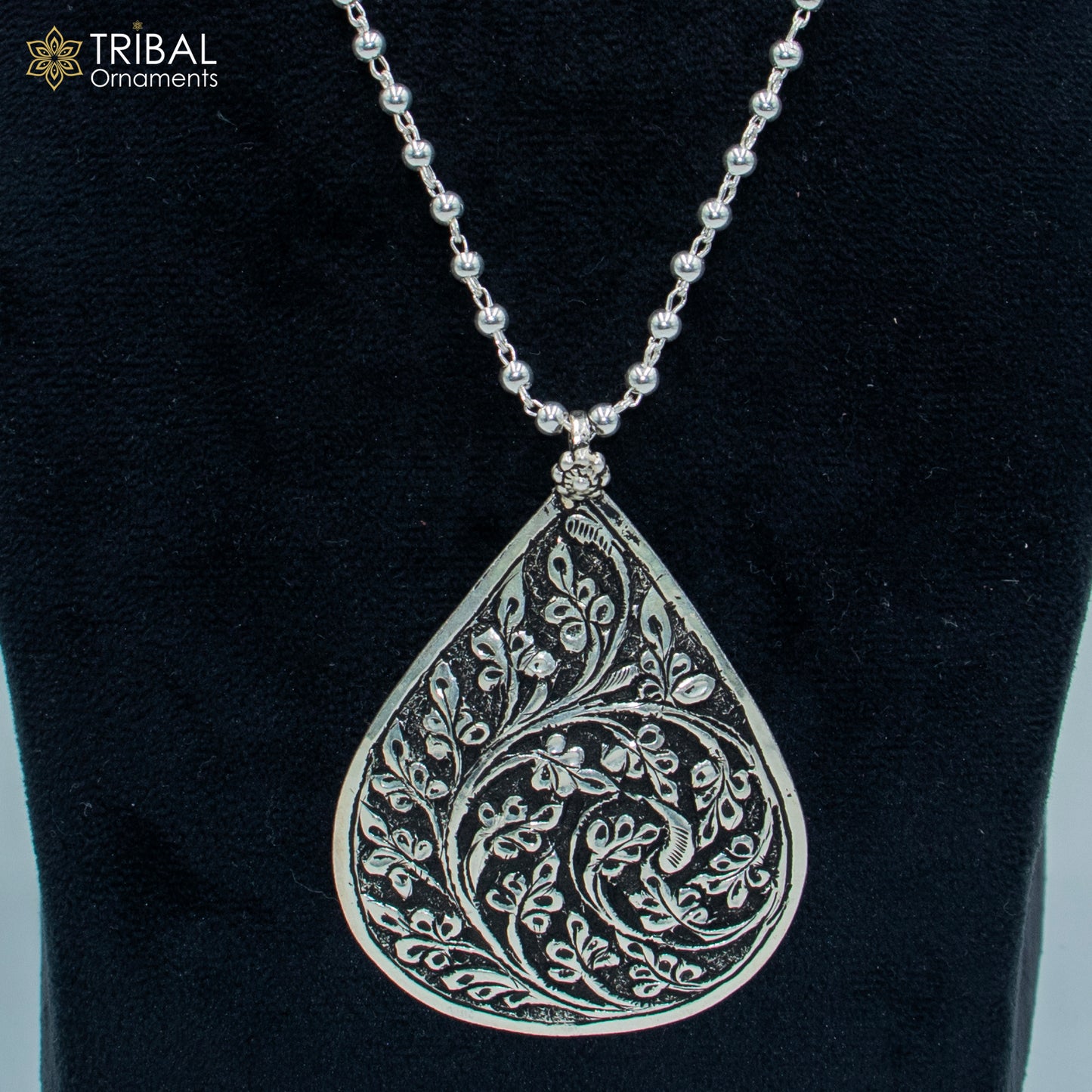 30" 925 sterling silver handmade beaded chain with chitai design long necklace traditional cultural functional pendant necklace jewelry  Set718 - TRIBAL ORNAMENTS