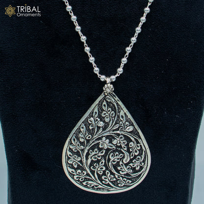 30" 925 sterling silver handmade beaded chain with chitai design long necklace traditional cultural functional pendant necklace jewelry  Set718 - TRIBAL ORNAMENTS